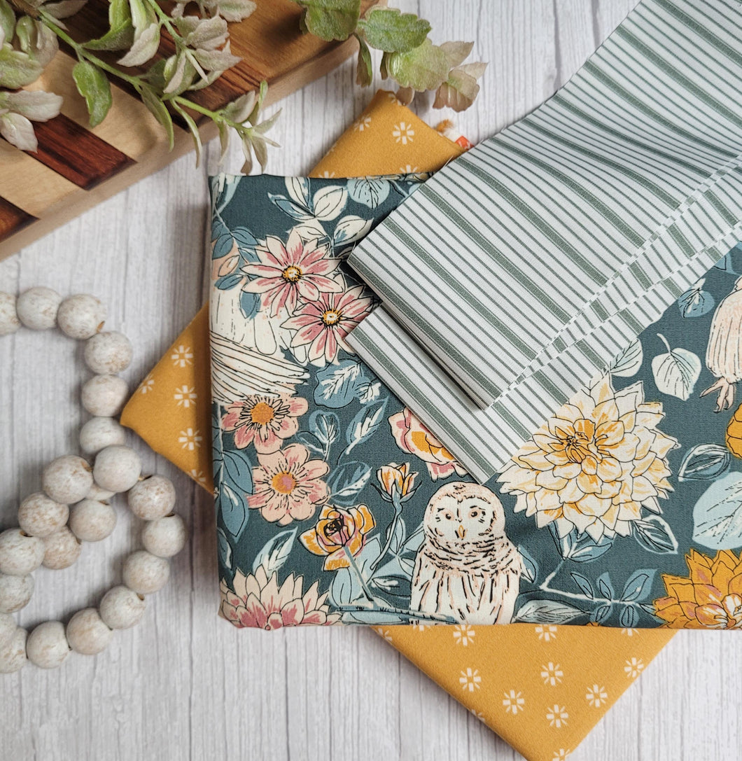 Owl Things Floral - Whole Cloth Quilt Kit