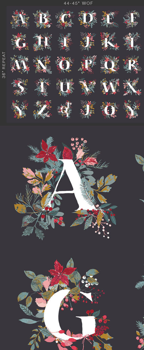Jingle All the Letters Panel – Fieldstone Fabric