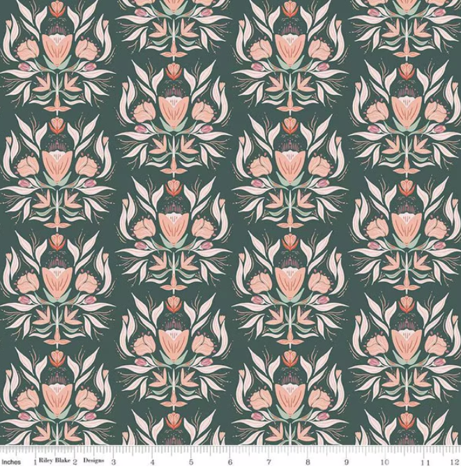 Garden Dreams -  Floral Damask Evergreen