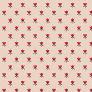 floral follies fabric cream and red flowers